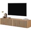 LBSIGN Mobile TV Sospeso Listellato 140 Cm Rovere E Nero Astra