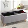 BAKAJI Cassapanca Pouf Contenitore Panca Sgabello Poggiapiedi in Tessuto Grigio Chiaro
