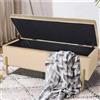BAKAJI Cassapanca Pouf Contenitore Panca Sgabello Poggiapiedi in Tessuto Velluto Beige