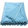 Ragged Rose - Copriletto con Pompon in Velluto, 140 x 180 cm, Colore: Azzurro