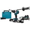 Makita Kit combo trapano avvitatore c/percussione smerigliatrice angolare brushless 18V 3 batterie da 5Ah Makita DLX2157TJ1