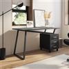 DEGHI Scrivania 140x60 cm reversibile in legno e acciaio nero con cassettiera integrata - Arrow