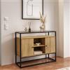DEGHI Consolle 100x80h cm top in vetro con struttura in legno e metallo - Split