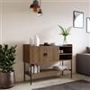 DEGHI Credenza 120x87h cm con 2 ante soft close noce cannettato e gambe in metallo nero - Ozma