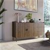 DEGHI Madia 150x80h cm con 2 ante e 3 cassetti soft close noce cannettato e gambe in metallo nero - Ozma