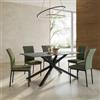 DEGHI Tavolo da pranzo 180x90 cm con top in ceramica nero opaco con gambe in metallo nero - Vitus