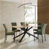 DEGHI Tavolo da pranzo 180x90 cm con top in ceramica effetto travertino con gambe in metallo nero - Vitus