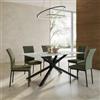 DEGHI Tavolo da pranzo 180x90 cm con top in ceramica bianco effetto marmo con gambe in metallo nero - Vitus