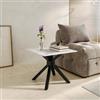 DEGHI Tavolino 60x60 cm con top in ceramica bianco effetto marmo con gambe in metallo nero - Vitus