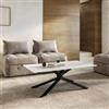 DEGHI Tavolino 130x70 cm con top in ceramica bianco effetto marmo con gambe in metallo nero - Vitus