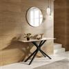 DEGHI Consolle 140x40 cm con top in ceramica effetto travertino con gambe in metallo nero - Vitus
