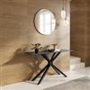 DEGHI Consolle 140x40 cm con top in ceramica nero opaco con gambe in metallo nero - Vitus