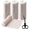 YILANJIN Benda Elastica in Cotone 4 Pezzi, 15 cm x 4,5 m, Fascia Elastica Avvolgente, Benda di Compressione Resistente con Forbici, per Gambe Caviglie Polsi Gomiti Spalle, Benda Elastica Atletica Estensibile