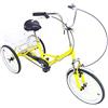 SHZICMY 20 pollici adulti triciclo anziani 1 marcia bicicletta regolabile in altezza pieghevole bicicletta con cestino per la spesa giallo