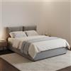 Talamo Italia Letto Piazza e Mezza Angelica, Letto Contenitore con Rivestimento in Tessuto, 100% Made in Italy, Apertura Frontale, con Materasso Cm 120x190 Incluso, Grigio