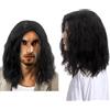 SDXCJY Parrucca lunga da uomo nera con capelli ricci, parrucca per costume anni '70 e '80, adatta per feste in costume quotidiane e Halloween (nero)