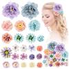 Hifot 23 Pezzi Hawaii Fiore per Capelli Donna, Fermagli Capelli Bambina, Colorate Forcine per Capelli, Blu Viola Clip Accessori Capelli Cerimonia per Sposa Ragazze Festa Spiaggia Nozze Estate