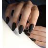 MouyouGlow Unghie Finte Corte MouyouGlow,Ballerina Nero Monocolore Smerigliato Halloween Press on Nails con Colla,Matt Black Solid Frosted Fake Nails