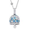 Dada Gioielli - Collana Campanella Capri con Pietre Brillanti Colorate e Catenina Rosario Elegante 80 +10 cm (Argento Turchese)