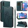 Bravoday Cover per Samsung Galaxy A50 / A30S / A50S, Custodia in PU Pelle Portafoglio Flip Schede con Slot per Carte, Magnetica Antiurto Cover per Galaxy A50 / A30S / A50S, Verde Scuro