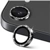 GEEMEE per iPhone 16e/17e Pellicola Protezione Fotocamera, Vetro Temperato & Bordo in Alluminio Glitter Diamantato, Disegno del Diamante Durezza 9H HD Facile da Installare - Nero