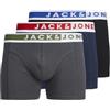 JACK & JONES Jackarim Solid Trunks 3 Pack Boxer a Pantaloncino, Aurora Red/Pack: Cypress - True Blue, M Uomo