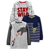 Simple Joys by Carter's Toddler - Maglietta a maniche lunghe, da bambino, con grafica, confezione da 3 ,Dino/Monster/Dragon ,US 2T (EU 92-98)