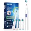 Generic Spazzolino elettrico rotativo ricaricabile per adulti Spazzolino rotante con testine morbide, pulizia profonda, con timer intelligente di 2 minuti, impermeabile IP67 (bianco, 4 teste)