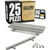 BAILROP Maniglie per Mobili da Cucina Argento 96MM - Maniglie Cucina Eleganza Inox - Ricambi e Maniglie Argento Inox per Armadi da Cucina 25 PCS