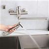 HomeLava Rubinetto per Cucina a Muro, Rubinetto da Muro con Doccetta, Miscelatore per Lavandino Cucina, Girevole a 360°, Acciaio Inox Spazzolato, Beccuccio 35 cm