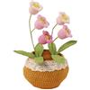 YANGSHINE Fiori artificiali di orchidea a campana lavorati a maglia, grandi orchidee a maglia in vaso, fiori all'uncinetto per libreria, casa, ufficio, tavolo, centrotavola, decorazione auto