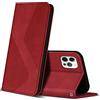 ZONNAVI Cover per iPhone 12 PRO Max, Flip Custodia Pelle PU con [Slot Cart] [Supporto Stand] [Magnetica], Cover a Libro Portafoglio per iPhone 12 PRO Max (Rosso)