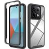 SEAHAI Trasparente Cover per Xiaomi Redmi Note 13 Pro 5G / Xiaomi Poco X6 5G, Rugged Custodia Full Body Antiurto Rigida PC Soft TPU Sottile Bumper Silicone Protettiva Case - Nero