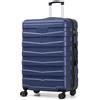 ChaCool Set di valigie trolley da viaggio check-in, custodia rigida con serratura TSA e 4 ruote ardguscio, bagaglio a mano con espansione di volume di 8 cm, Blu mare, M（57.5cm)