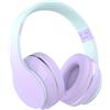 Xunpuls Cuffie Bluetooth per bambini, wireless, over-ear con microfono, suono stereo, 10 ore di autonomia, pieghevoli e regolabili, cuffie Bluetooth 5.1, per adulti, scuola, viaggi (viola)