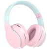 Xunpuls Cuffie wireless per bambini, cuffie over-ear con microfono, suono stereo, 10 ore di autonomia, pieghevoli e regolabili, cuffie Bluetooth 5.1 per adulti, scuola, viaggi (rosa)