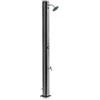 Gre - doccia solare in pvc nero con striscia argentata con rubinetto lavapiedi - 35 litri.