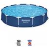Bestway Piscina fuori terra con struttura rotonda bestway steel pro con pompa e filtro a cartuccia blu navy 366x76 cm - cod. 56681-new