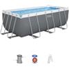 Bestway Piscina fuori terra con struttura rettangolare bestway steel pro max grigio scuro 412x201x122 cm