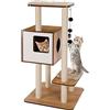 BAKAJI Albero Tiragraffi Graffiatoio Rifugio 3 Palline 1 Cuccia Coperta per Gatti Animali Felini Interattivo Unghie Antigraffio Stabile Resistente Robusto Albero Rampicante Colore Beige