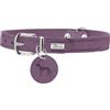 HUNTER Collare per cani Aalborg, colore lilla, pelle robusta e resistente, forte grasso, ideale per sport e tutti i giorni, con ciondolo in pelle, made in Germany, taglia 32