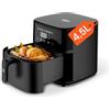 Avilia - Friggitrice ad Aria Digitale Frya 4,5 L - Potenza 1200W, Timer 60 Minuti, Temperatura Regolabile 80-200°C, 7 Programmi di Cottura, Senza Olio (Nero)