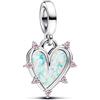 PANDORA Moments 793434C01 - Ciondolo doppio dell'amicizia in argento sterling con opale artificiale, compatibile con braccialetti ME e Moments, misura unica, Argento sterling, Opale sintetico