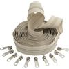 Aerzetix - C62774x5-C62860x10 - Kit di Cerniera Lampo Rinforzata Spirale 5m N°5 18G/MB Colore: Beige Chiaro + 10 cursori N°5 Non bloccabile Colore: Argento - merceria Cucito