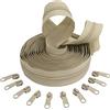 Aerzetix - C62766x5-C62863x10 - Kit di Cerniera Lampo Rinforzata Spirale 5m N°5 21G/MB Colore: Beige Chiaro + 10 cursori N°5 3.3G Non bloccabile Colore: Beige Chiaro - in Metallo - merceria