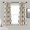 Lush Decor Mid Century Geo - Coppia di tende oscuranti per finestra, 132 x 160 cm, colore: oro e grigio