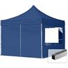 TOOLPORT Gazebo Pieghevole Giardino 3x3m - 4 laterali Alluminio Telo idrorepellente Padiglione Mercati Sagre blu