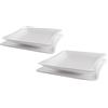 Deagourmet Onda Set Piani e 2 Fondi, Porcellana, Bianco, Piatto Fondo: 20,6x20,1x3 cm, Piatto Piano: 22x22x1,8 cm