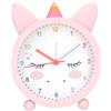 Depesche 13527 Ylvi - Sveglia rosa per bambini, con motivo unicorno e orecchie e corno, orologio silenzioso con funzione luce, batteria inclusa