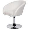 Mendler Sedia poltroncina Lounge Girevole HWC-F19 Metallo Cromato Ecopelle Bianco